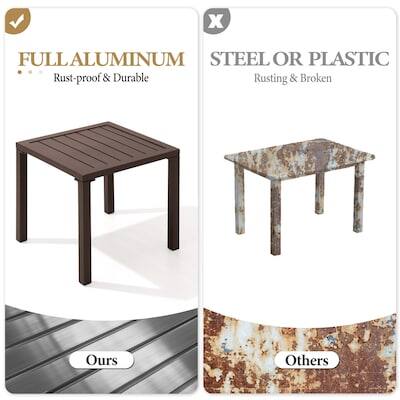 FULL ALUMINUM  
Rust-proof & Durable  

STEEL OR PLASTIC  
Rusting & Broken  

Ours  
Others