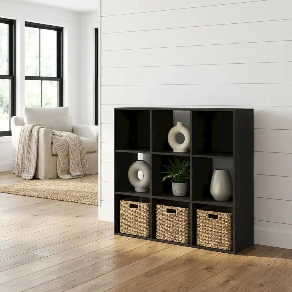 Angle. FurniFact - Wood Bookcase with Open Shelving for Living Room Storage - Espresso.