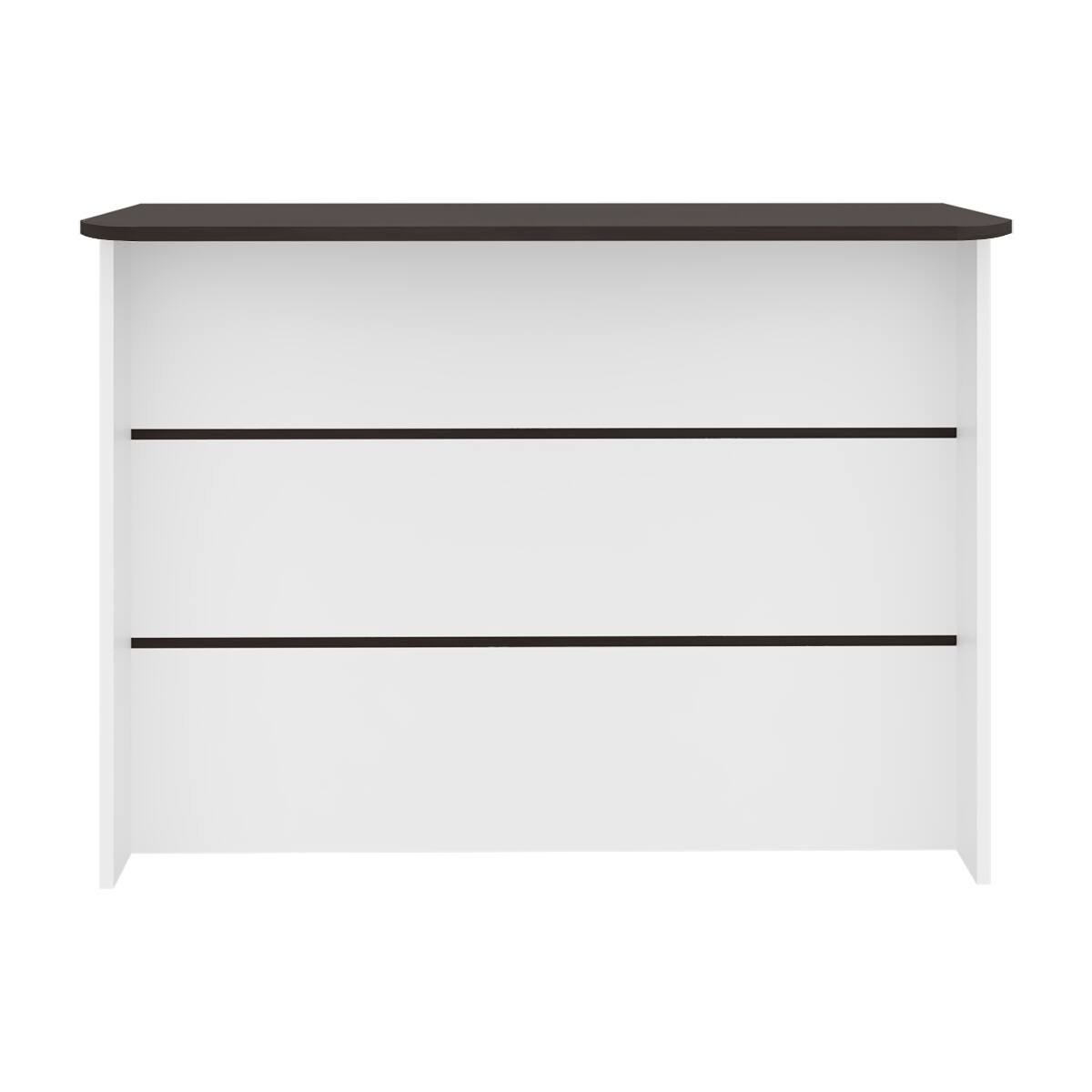 Back. Loheer - Loheer 47 Inch Wide Kitchen Prep Table, White and Dark Walnut Kitchen Island with Three Open Shelves - White and Dark Walnut.