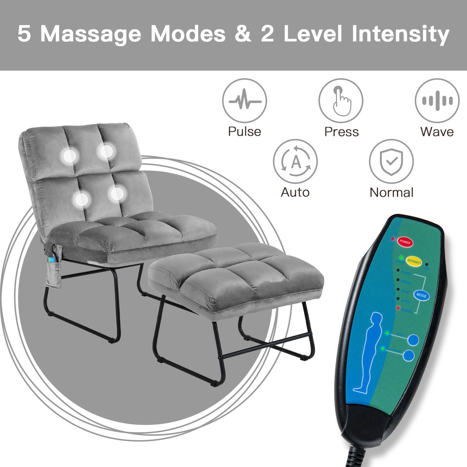 5 Massage Modes & 2 Level Intensity

- Pulse
- Press
- Wave
- Auto
- Normal
