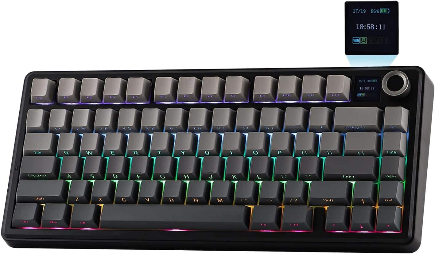 EPOMAKER X Aula F75 MAX 75% Gasket Wireless Mechanical Keyboard with TFT Screen and Knob - Black Gradient