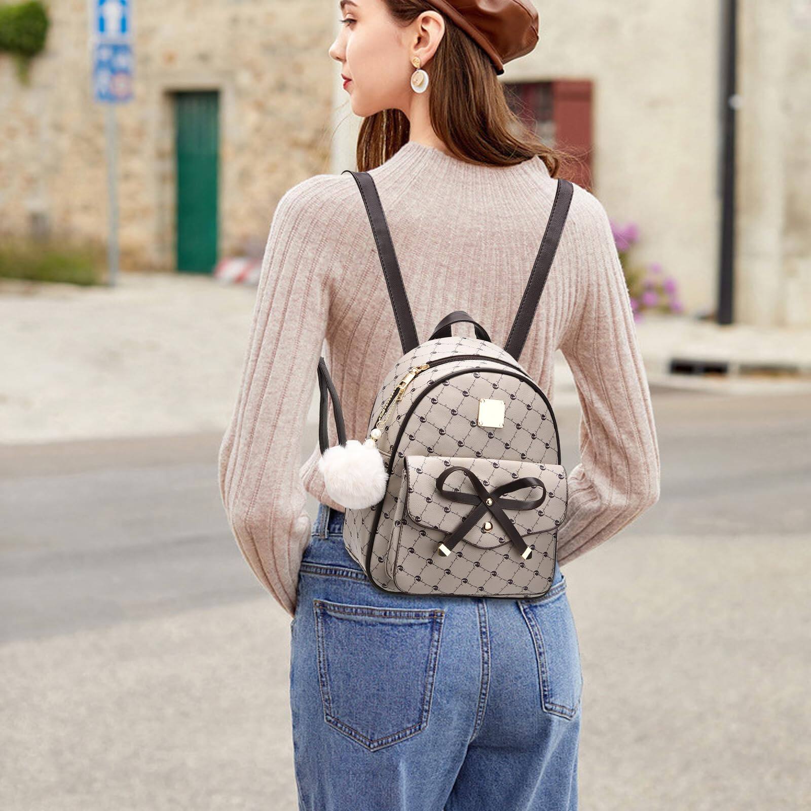 Cozy Serene Bowknot 3 pieces Fahsion Leather Backpack Purse For Women ...