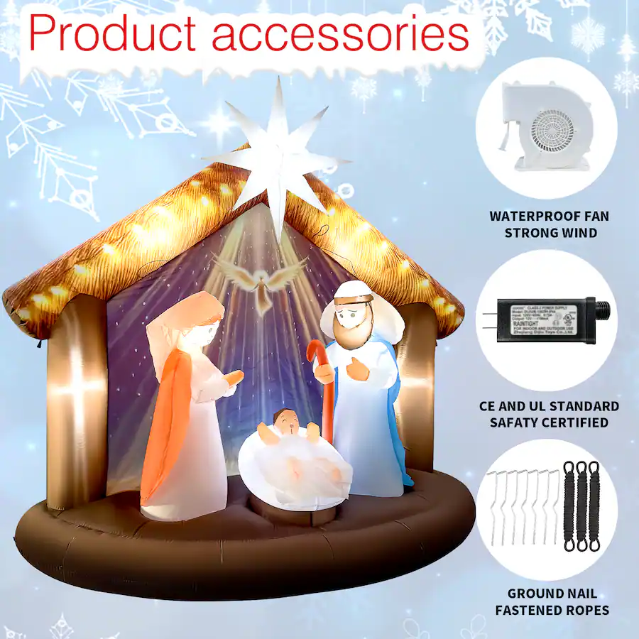 Goosh Inflatable Walmart GOOSH Inflatables GOOSH 7.5FT Nativity Scene Inflatable with LED Lights ...