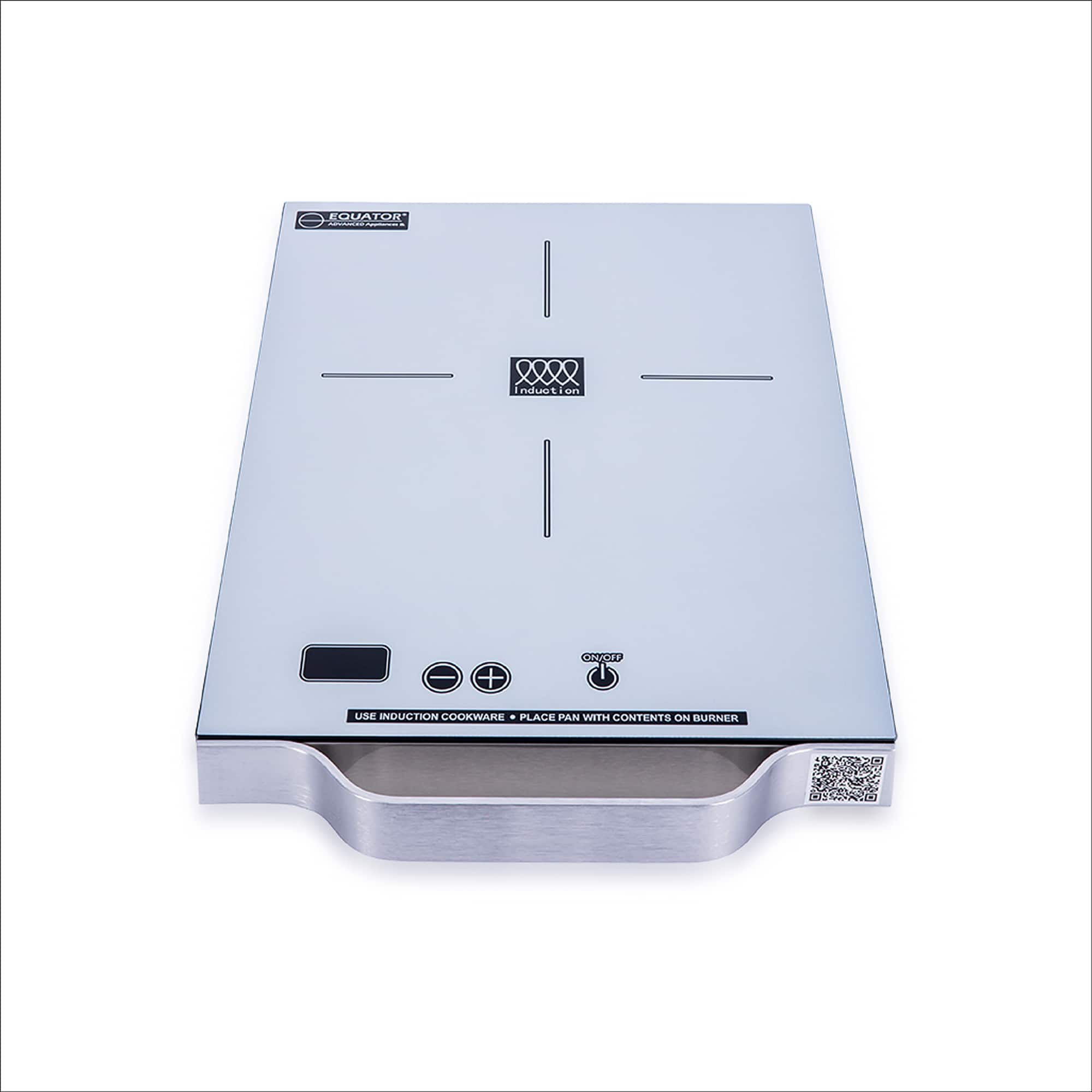 Equator - 11" Portable One-Burner Induction Cooktop LIGHT AlumInum Handle 110V - Silver