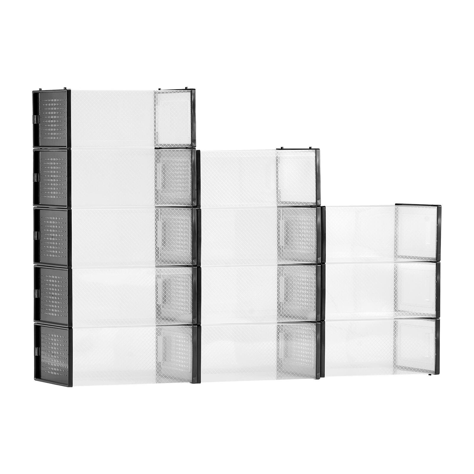 Alt View 5. VEVOR - Shoe Storage Boxes, 12 Pack Stackable Shoe Boxes Storage Organizers, Fit up to US Size 11 - Black.