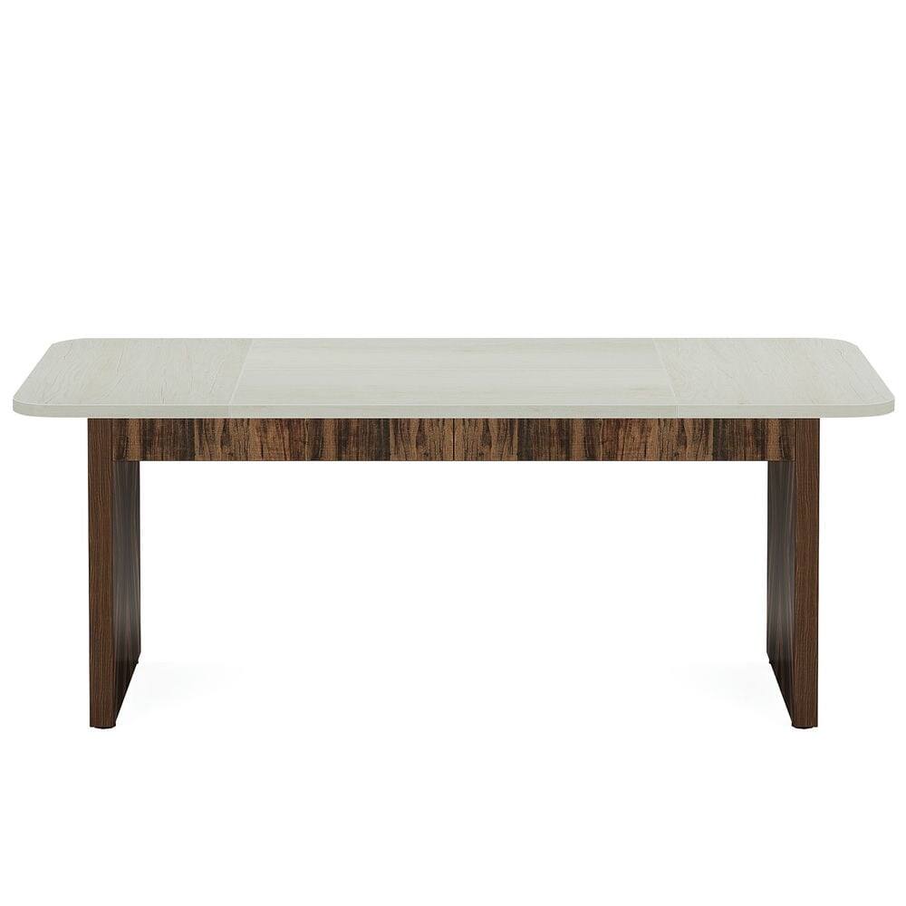 Back. Kadyn - Kadyn Study Writing Desk, 70.8" Executive Desk, Wood Computer Office Desk Conference Table,Rustic Brown&White - Rustic Brown & White.