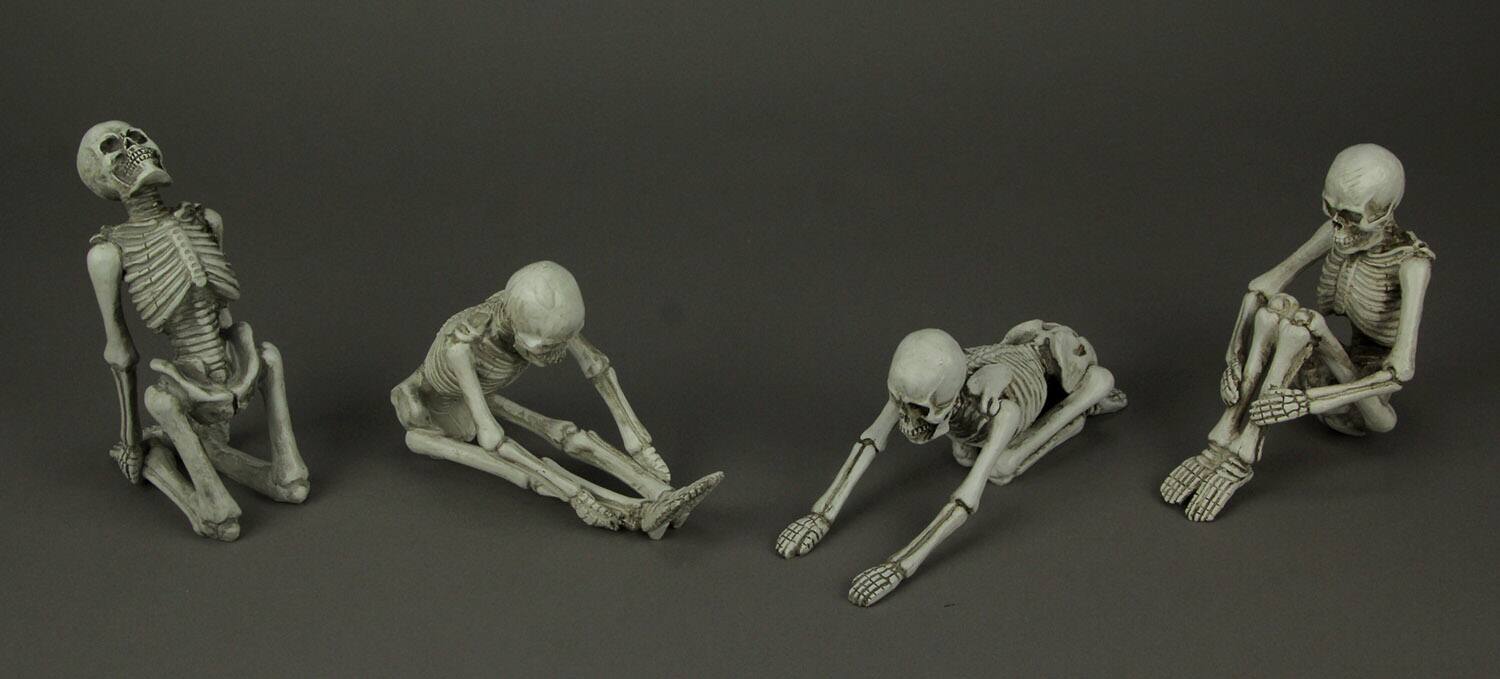 Alt View 1. Transpac - Bone Stretchers Zen Yoga Meditating Skeleton Figurines Set of 4 - Off-white.