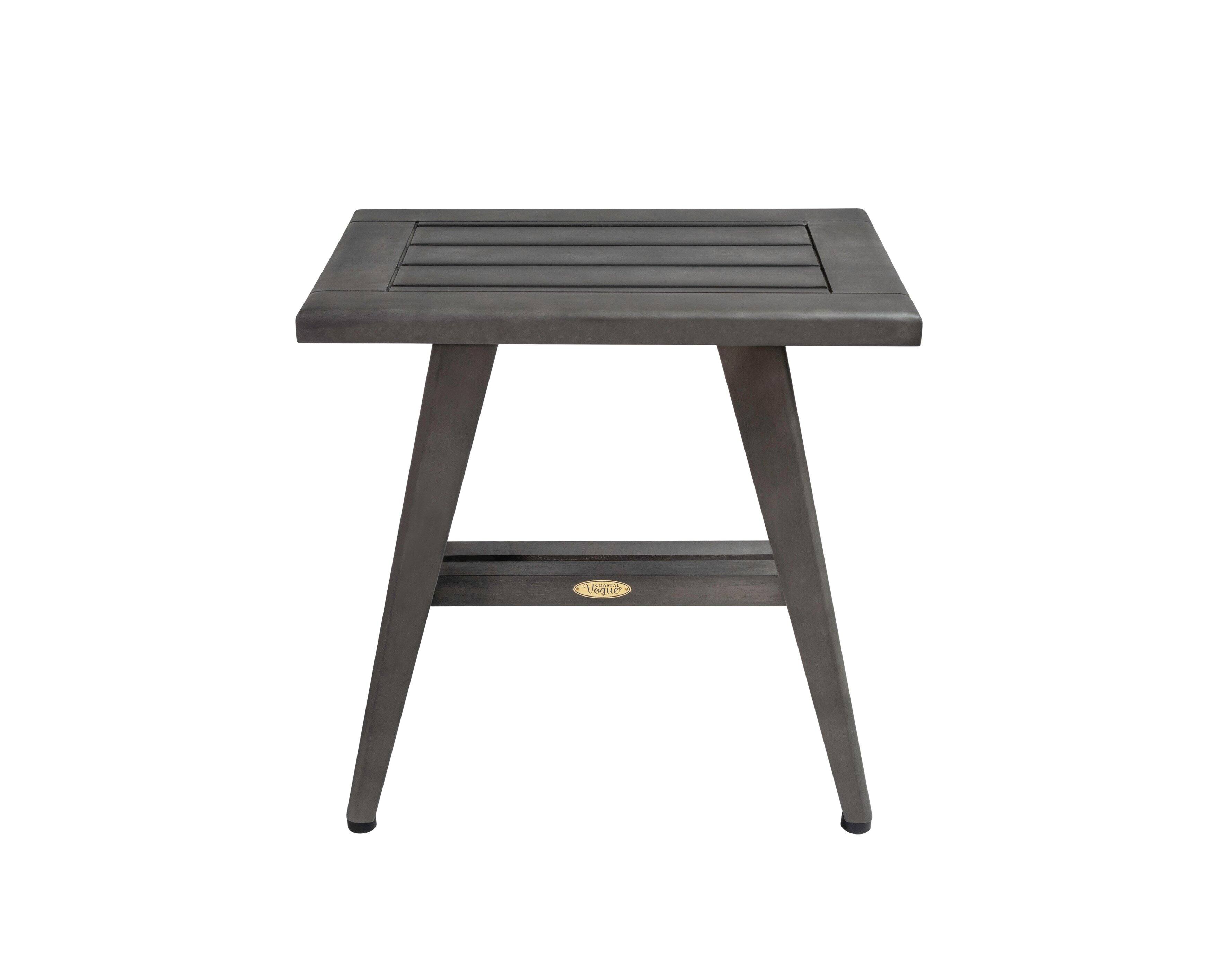 Front. CoastalVogue - CoastalVogue MidCentury 18” Shower Bench in Antique Gray Finish - Antique Gray.