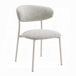 Manhattan Lane - Side Dining Chair Set of 2, Gray Boucle, Curved Backrest, Metal Legs - Light Gray, Light Beige