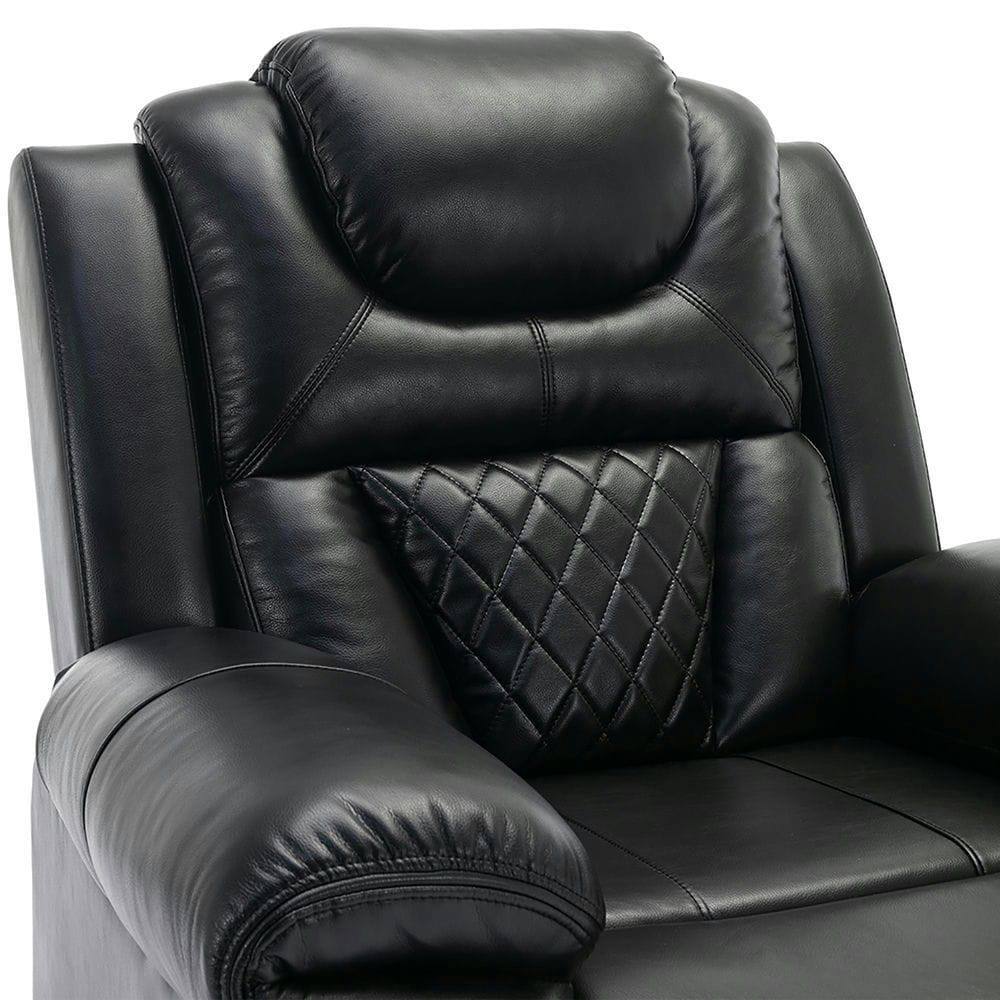 Alt View 4. Kadyn - Manual Home Theater Recliner Chair with LED Light Strip for Living Room Bedroom - Black.