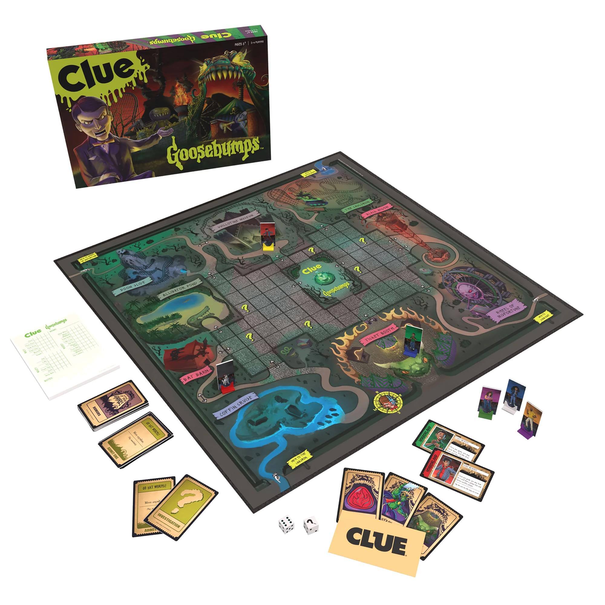 Clue Goosebumps: 10  
Clue ALOE P S ALUIS Compeames  
Clue aSOTA  
Clue THAST - EL VRTWE U = AI BAT I LWE COFFIN  
Clue INVESTIGATION  
Clue