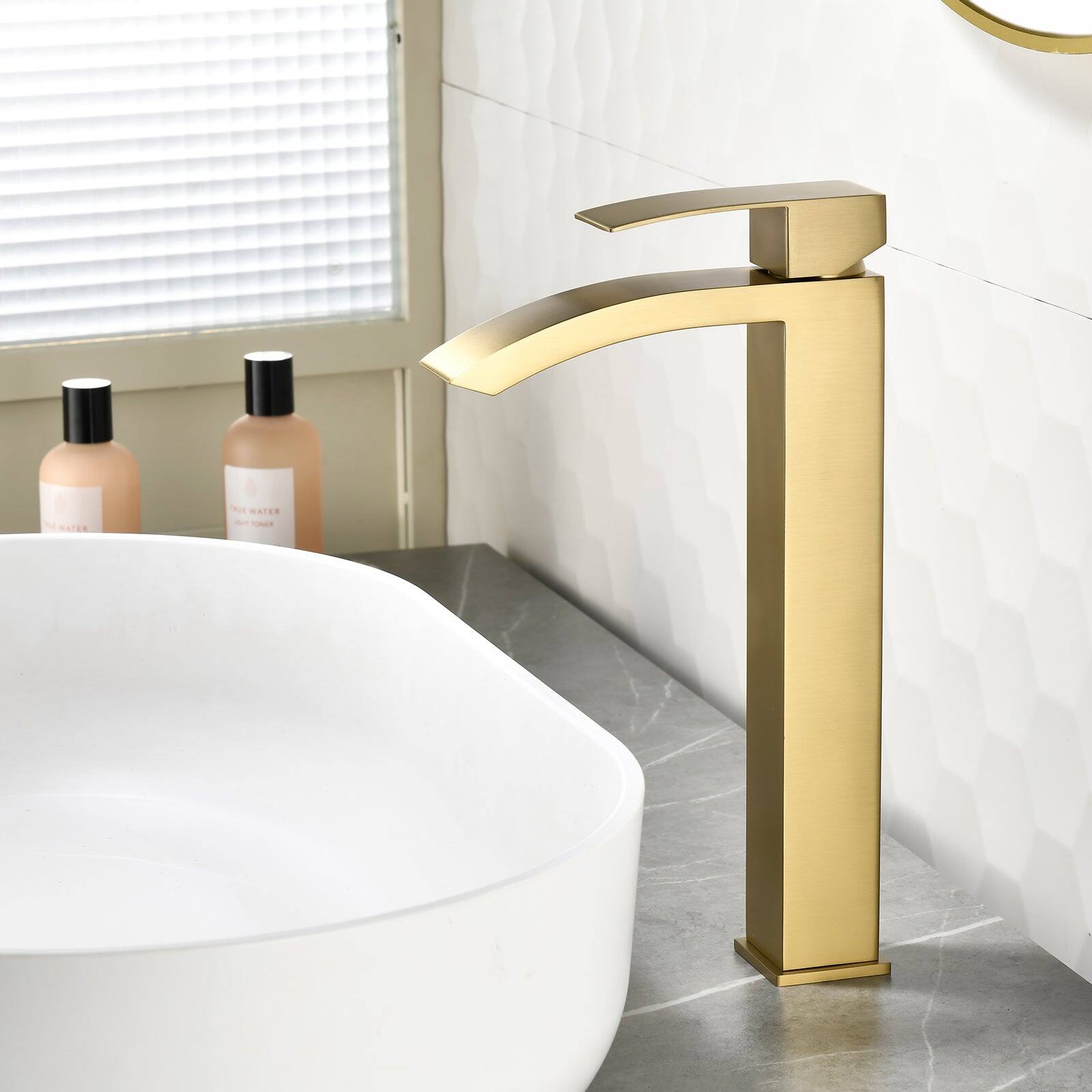 Alt View 2. Boyel Living - Brushed Gold Faucet SUS304 Waterfall Spout cUPC Cartridge 60cm Supply Line Pop Up Drain - Brushed Gold.