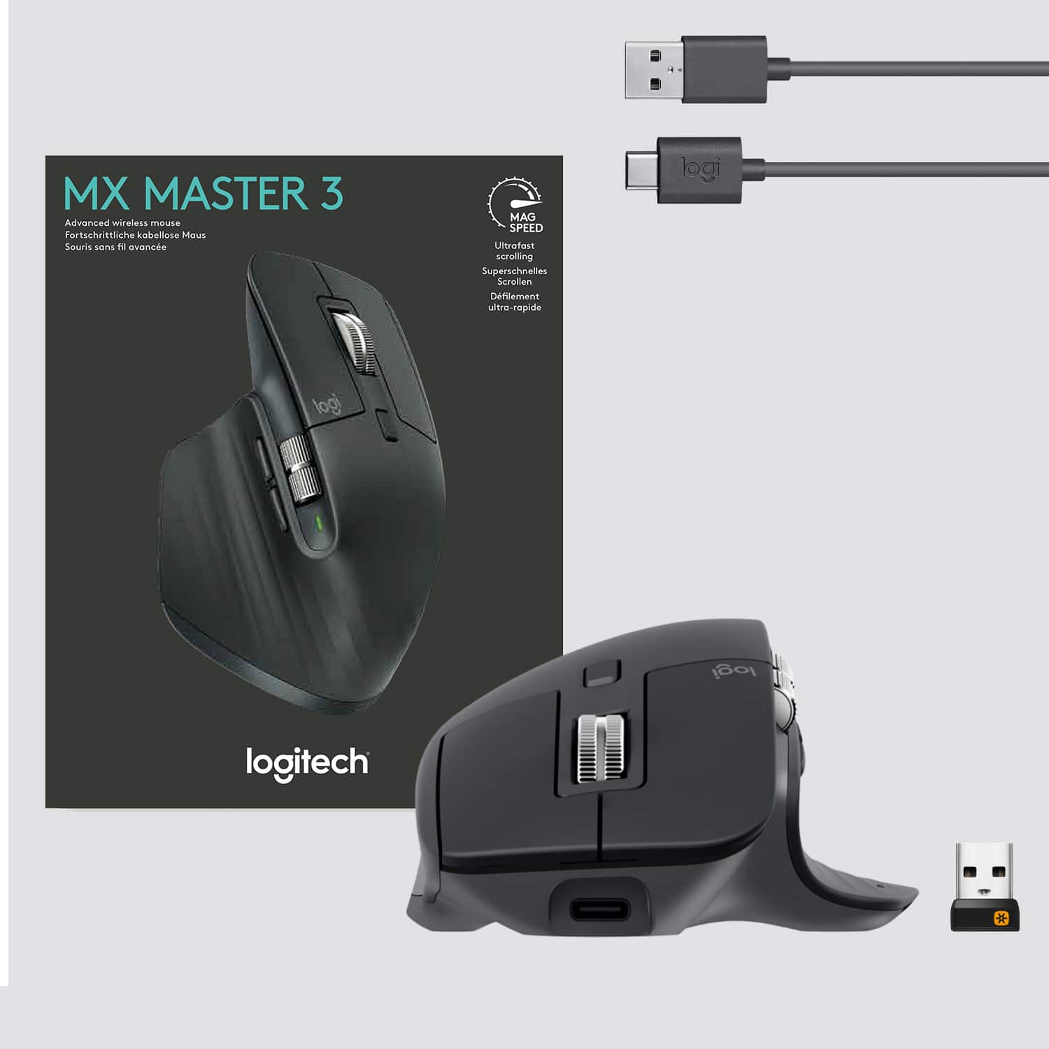 Alt View 18. Logitech - MX Master 3 Advanced Wireless USB/Bluetooth Laser Mouse with Ultrafast Scrolling - Black.
