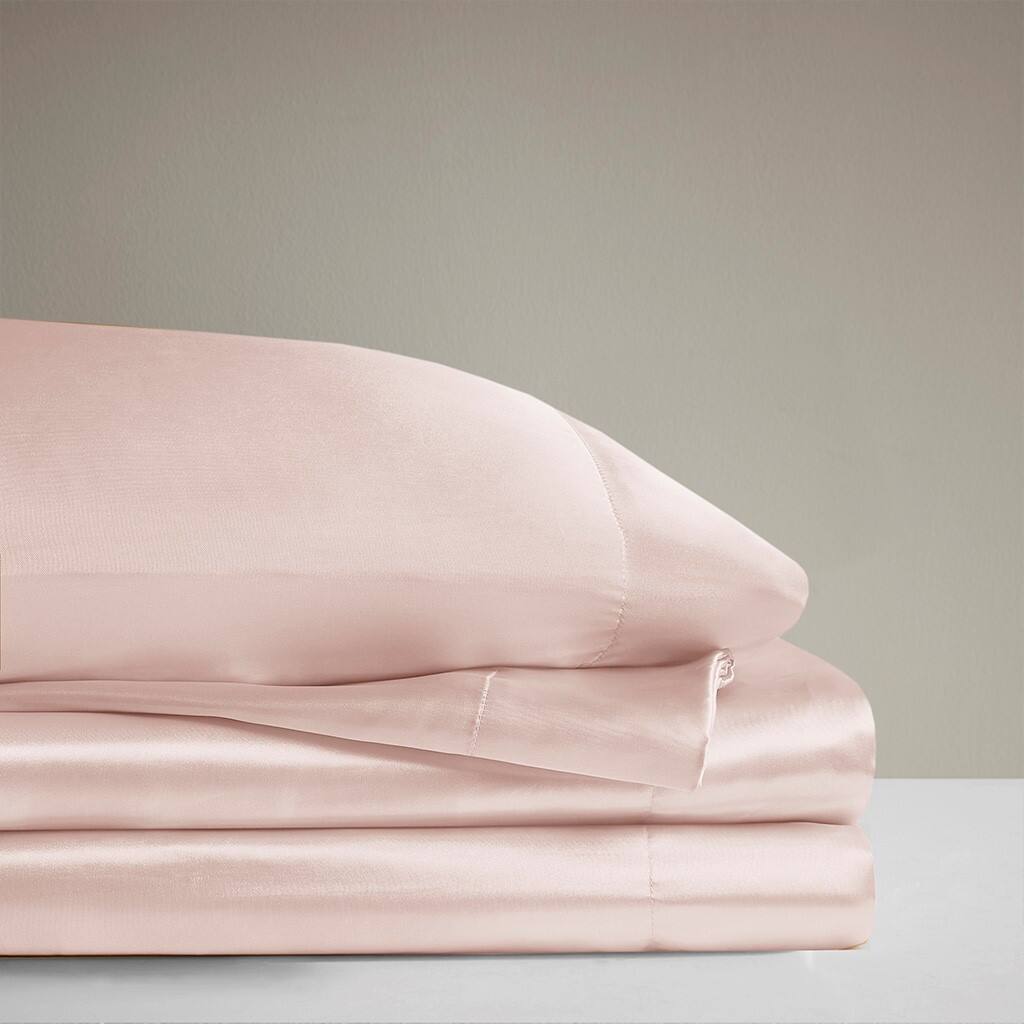 Alt View 2. Gracie Mills - Gracie Mills Coralie 6-Piece Wrinkle-free Satin Sheet Set - Blush.
