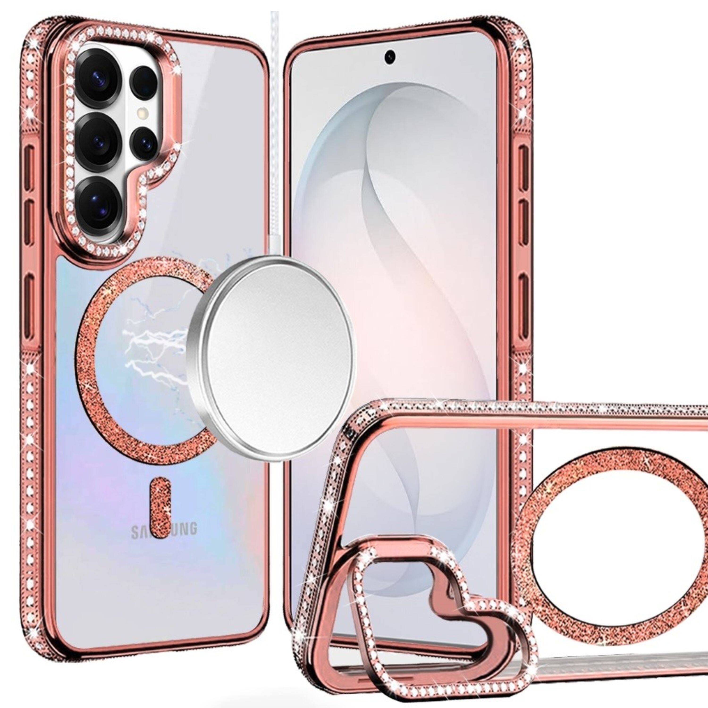 Kitcheniva - Case Diamond Bling Border Magnetic Circle With Tempered Glass For Samsung S26 Ultra - Rose Gold price history on PriceWatchPro