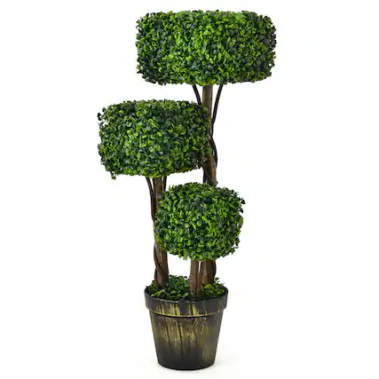 Front. Costway - Costway 3FT Artificial Boxwood Topiary Tree UV Protected Indoor Outdoor Decor - Green.