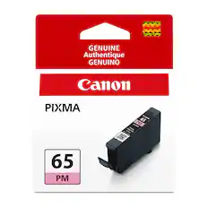 Canvir Callos
BANK Once aver GIVE I
Callon COLINE 1001 GOMANE Canon Canor
GENUINE Authentique GENUINO
Canon
PIXMA
65 Canon cn-ssrses PM del Magenta Photo Vitamin Tank infoin
65 PM
CE