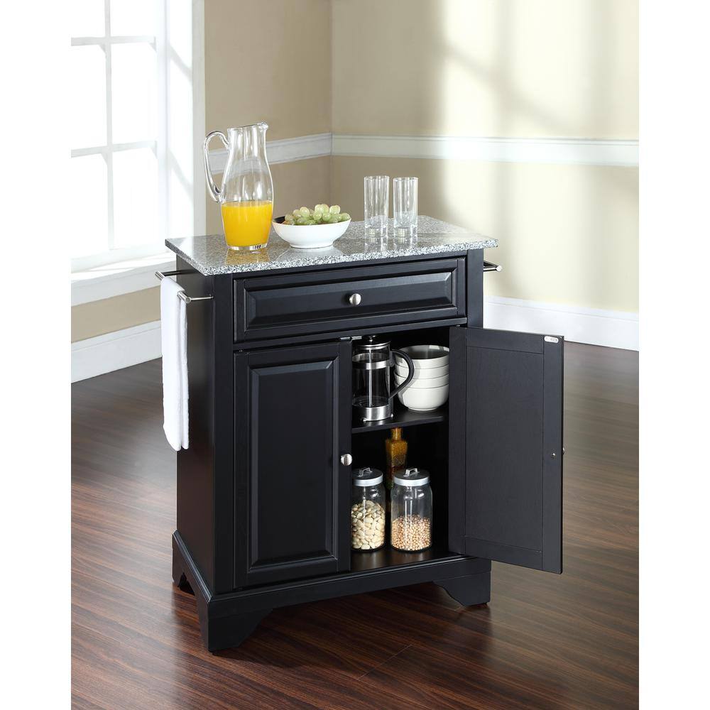 Angle. Crosley Furniture - Lafayette Granite Top Portable Kitchen Island/Cart - Black.