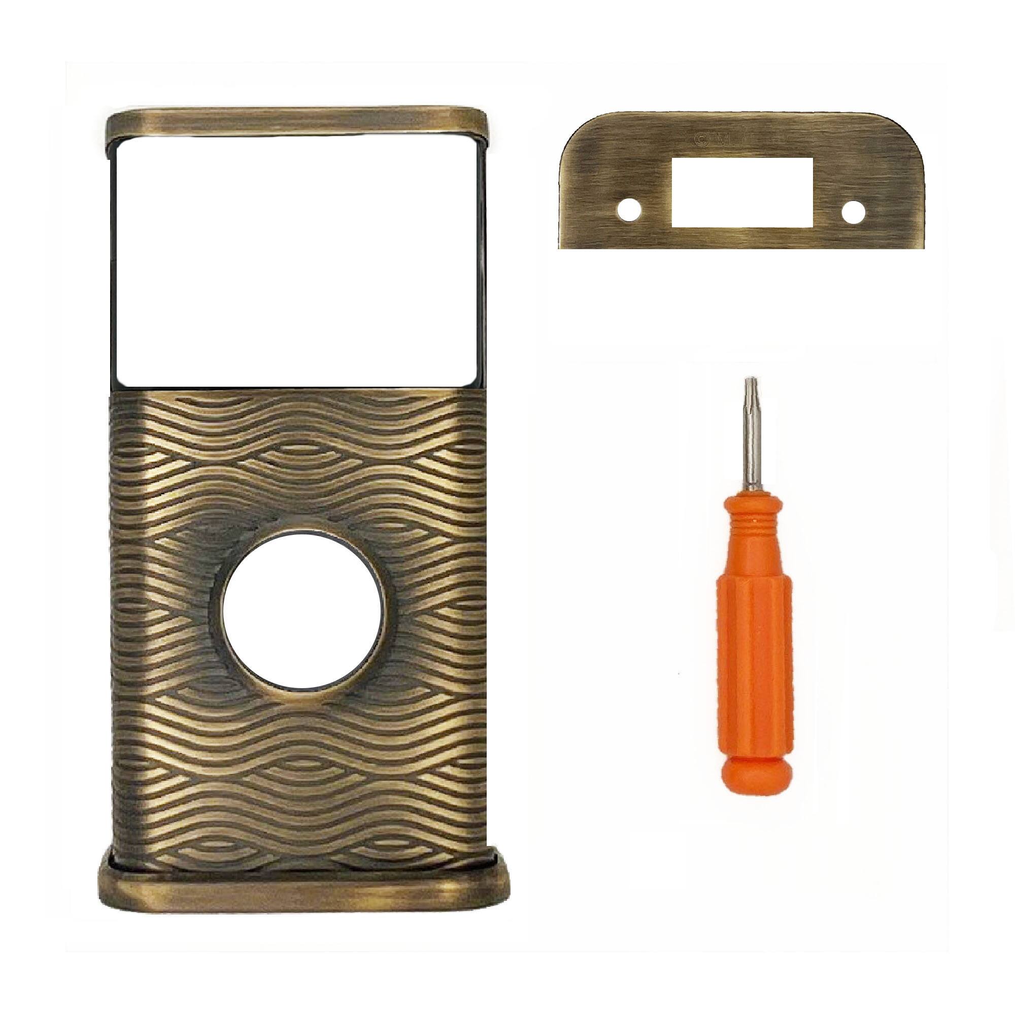 Back. Michael Healy - Waves Video Doorbell Cover (Ring 2nd Gen) - Antique Brass.