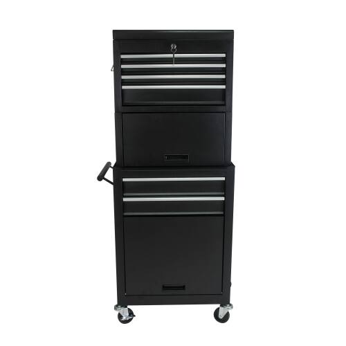 Front. LOVMOR - Tool Cabinet on Wheels 6-Drawer Lockable Rolling Tool Chest with 4 Universal Wheels 2 in 1 Detachable Tool Box Storage O.