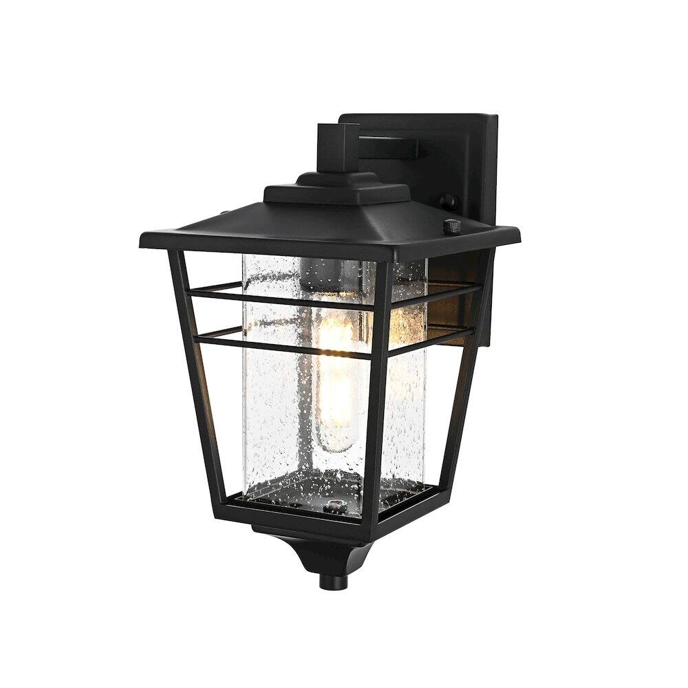 Left. Elegant Lighting - Croskey 7 inch Outdoor Pendant in Black - Black.