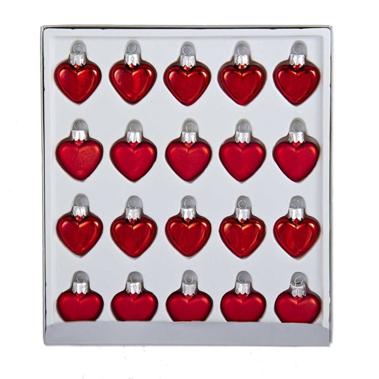 Front. Kurt S Adler - Kurt Adler Petite Treasures Mini Red Heart Glass Ornaments 20 Piece Set 1 inch - Red.