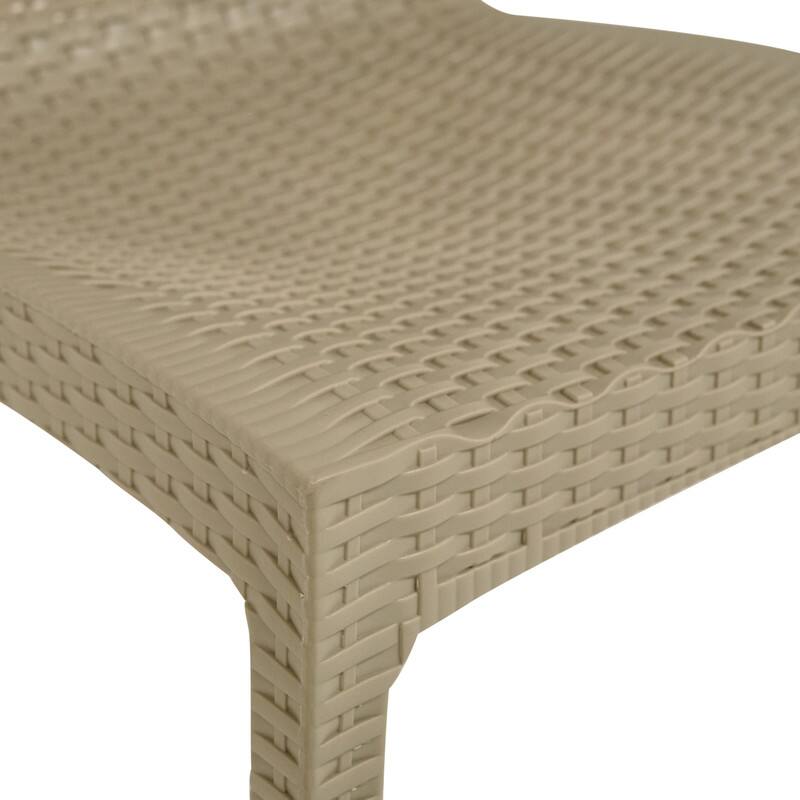 Alt View 4. LeisureMod - Mace Stackable Outdoor Dining Chair - Weather-Resistant Wicker Weave - Taupe.