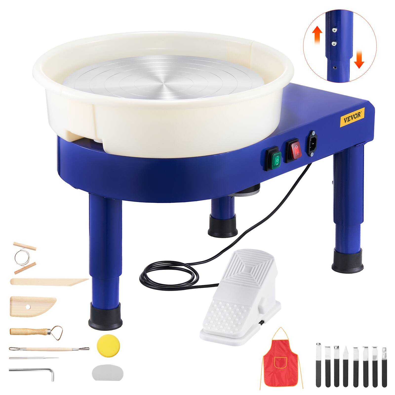 VEVOR - Pottery Wheel, 14 in Ceramic Wheel Forming Machine, 60-300 RPM Speed Adjustable Foot Pedal, Adjustable Lift Leg - Blue price history on PriceWatchPro
