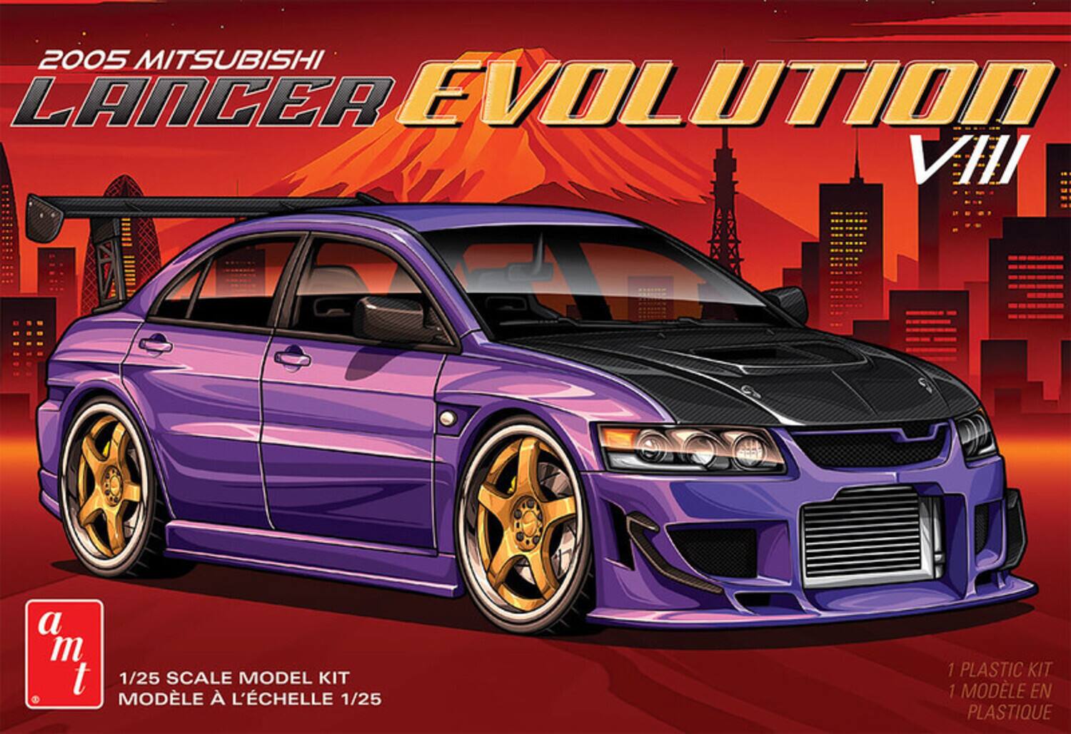 2005 Mitsubishi Lancer Evolution VIII  
1/25 Scale Model Kit  
1 Plastic Kit  
Modèle à l'échelle 1/25  
Modèle en plastique