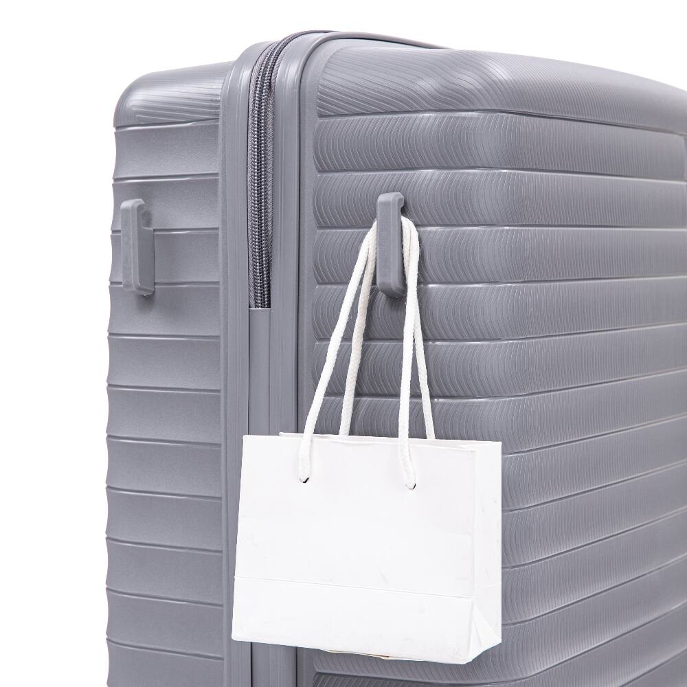 Angle. Ropilly - Ropilly 4 Piece Luggage Set Hard Shell Suitcase Set with Cosmetic Case Light Gray - Light Gray.