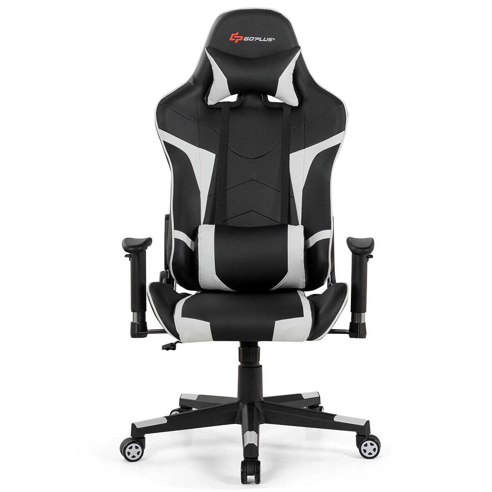 Alt View 17. Costway - Racing Massage Gaming Chair with Lumbar Support - White + Black.