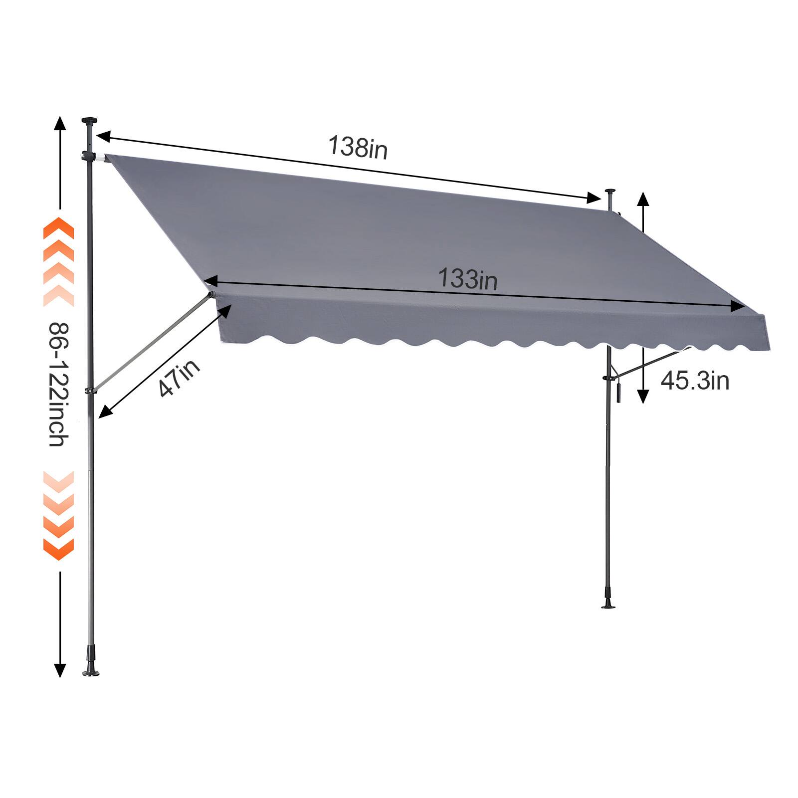 86-122inch, 47in, 138in, 133in, 45.3in