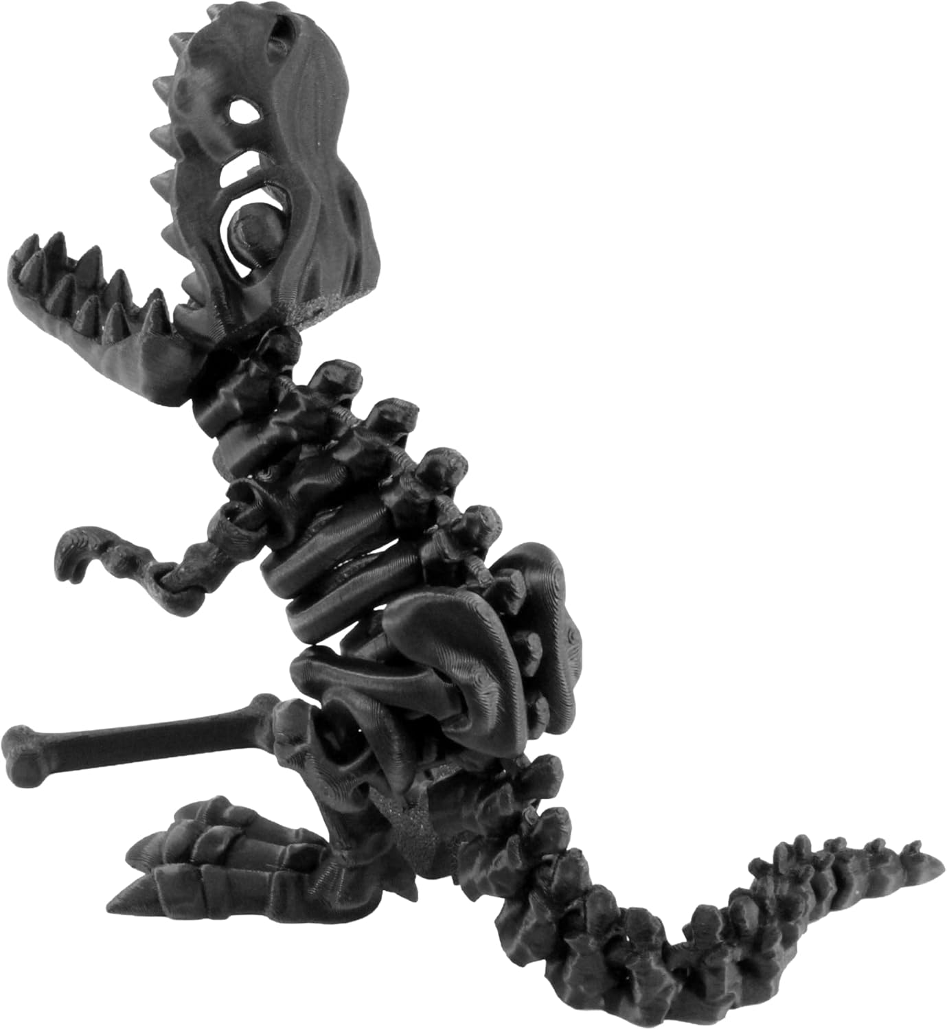 Alt View 1. JuzToys - 3D Printed Skeleton Tyrannosaurus Rex, Prehistoric Collectible Articulating Dinosaur Figurine for Desk Black by PowerTRC - Black.