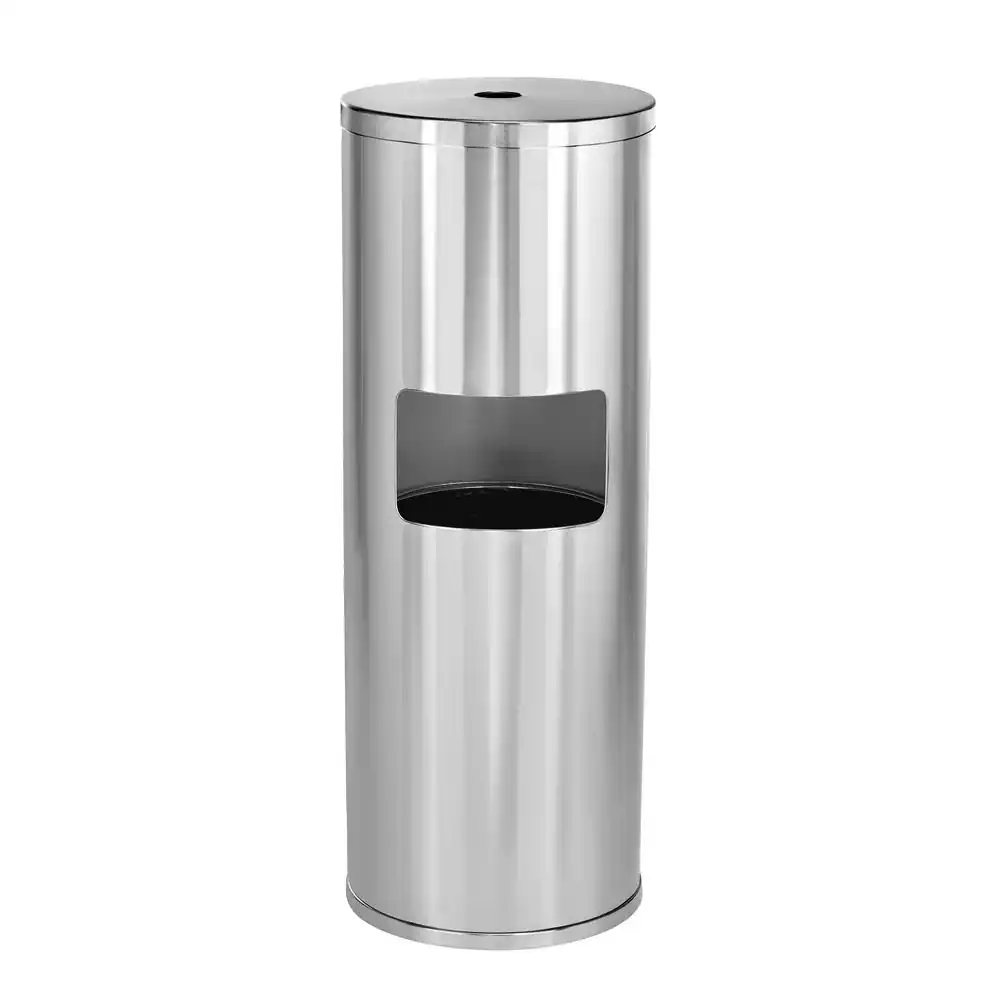 Front. Alpine Industries - Stainless Steel Gym Wipe Dispenser with Built-in 7 Gallon Trash Can Receptacle - Silver.