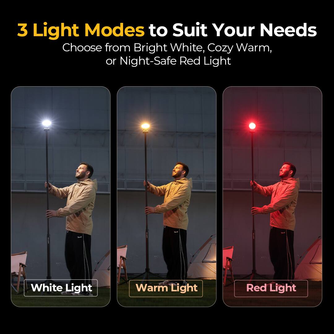 3 Light Modes to Suit Your Needs  
Choose from Bright White, Cozy Warm, or Night-Safe Red Light  
White Light  
Warm Light  
Red Light