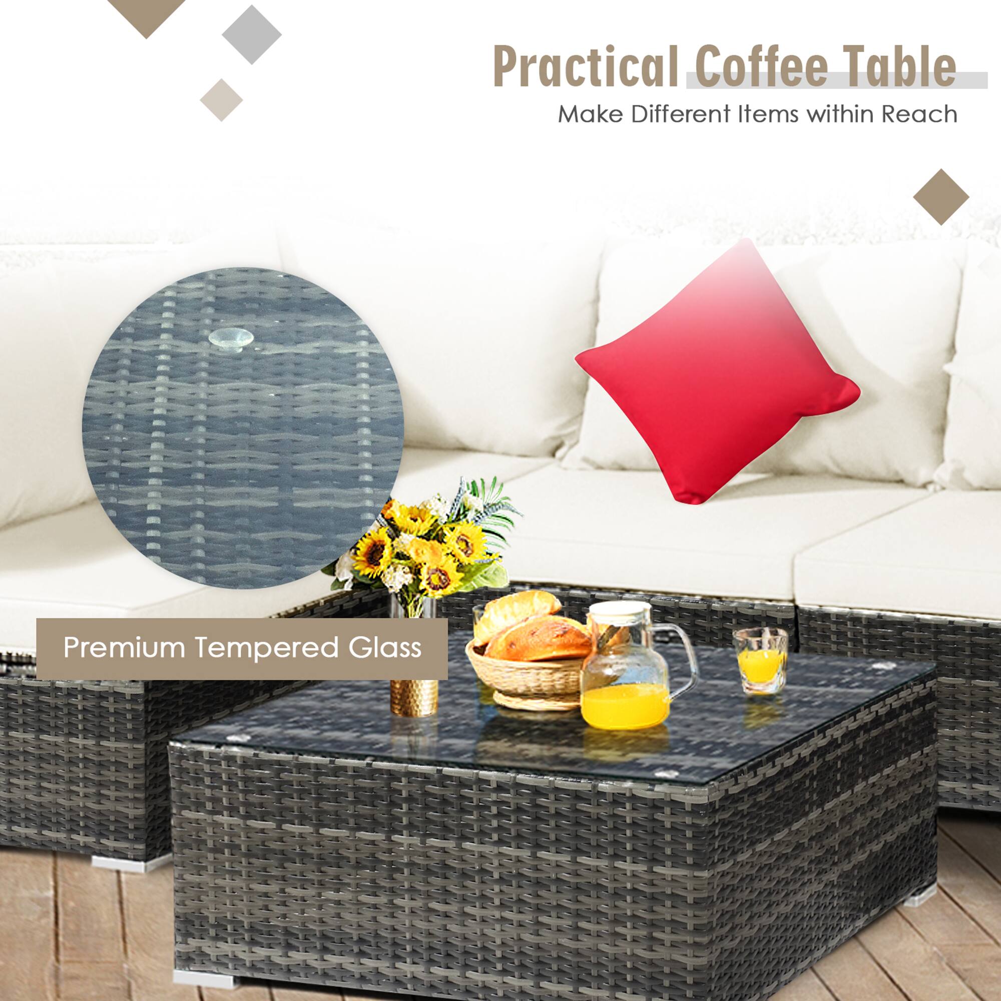 Practical Coffee Table, Make Different Items within Reach, Premium Tempered Glass