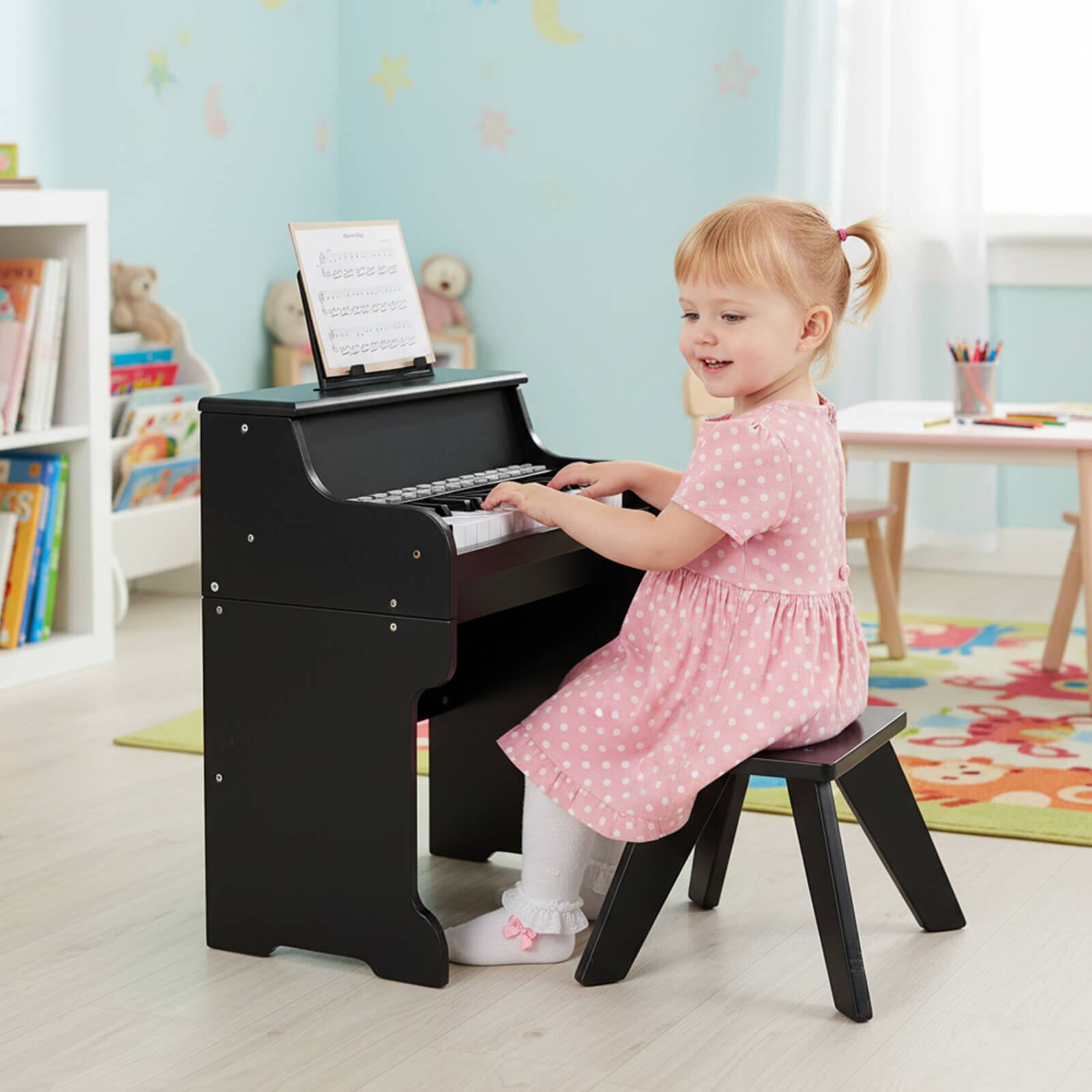 Alt View 1. Costway - Costway 25 Keys Digital Piano with Music Stand Stool Lighted Keys Teaching Mode for 3+ Kids - Black.