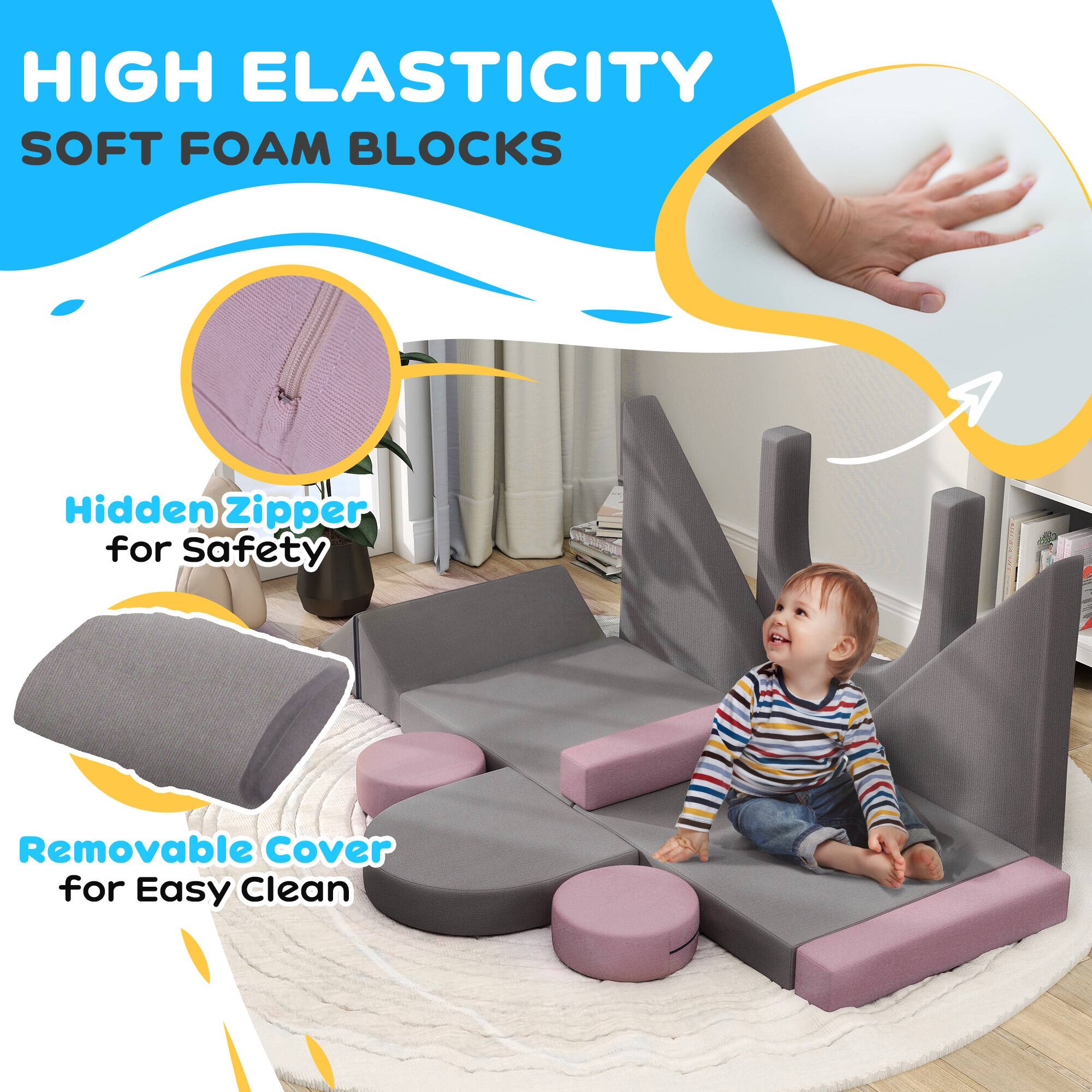 HIGH ELASTICITY  
SOFT FOAM BLOCKS

Hidden Zipper for Safety

Removable Cover for Easy Clean