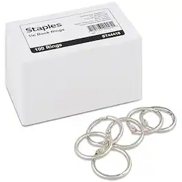 Staples - Book Rings, 1", 100/Pack - Silver