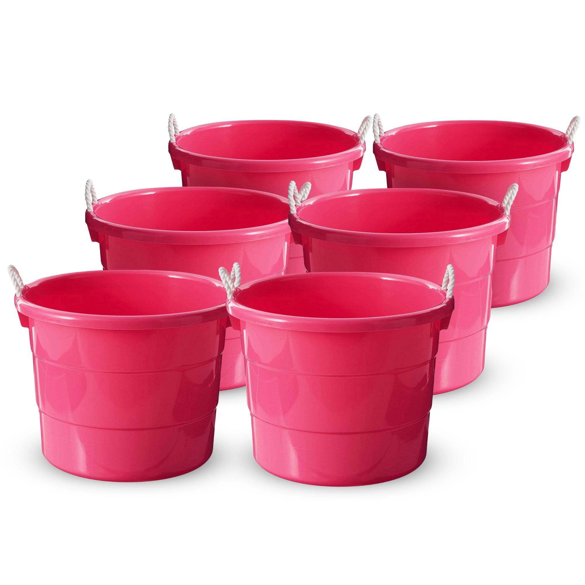 Alt View 7. Homz - Homz Plastic 18 Gallon Utility Bucket Tub Container with Handles, Pink (6 Pack) - Pink.