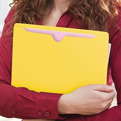 Alt View 8. Smead - Smead Reinforced File Jackets, Reinforced Straight Cut Tab, Letter Size, Yellow, 100/Box (75511) - Yellow.