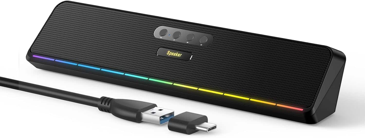 ACJPR - Wired USB Desktop Speakers w/ Stereo Sound & LED – Mini Sound Bar