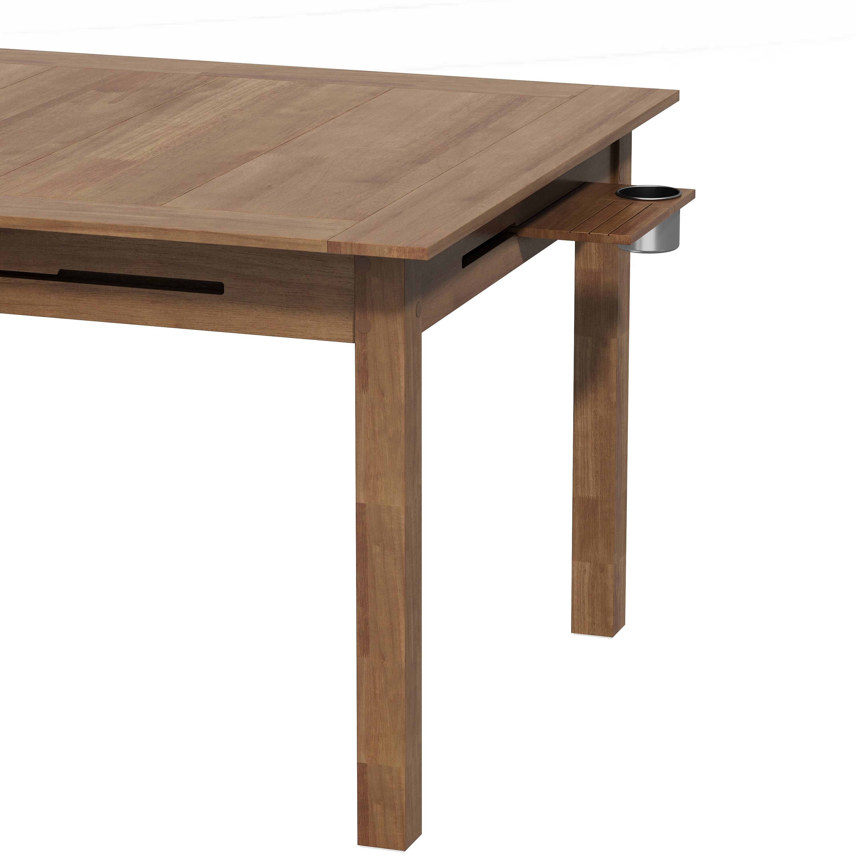 Alt View 4. Famapy - 78.7"Solid Rubberwood Board Game Dining Table,2-in-1 Gaming Table with Slatted Storage Trays&Cup Holders Walnut Finish - Teak Brown.