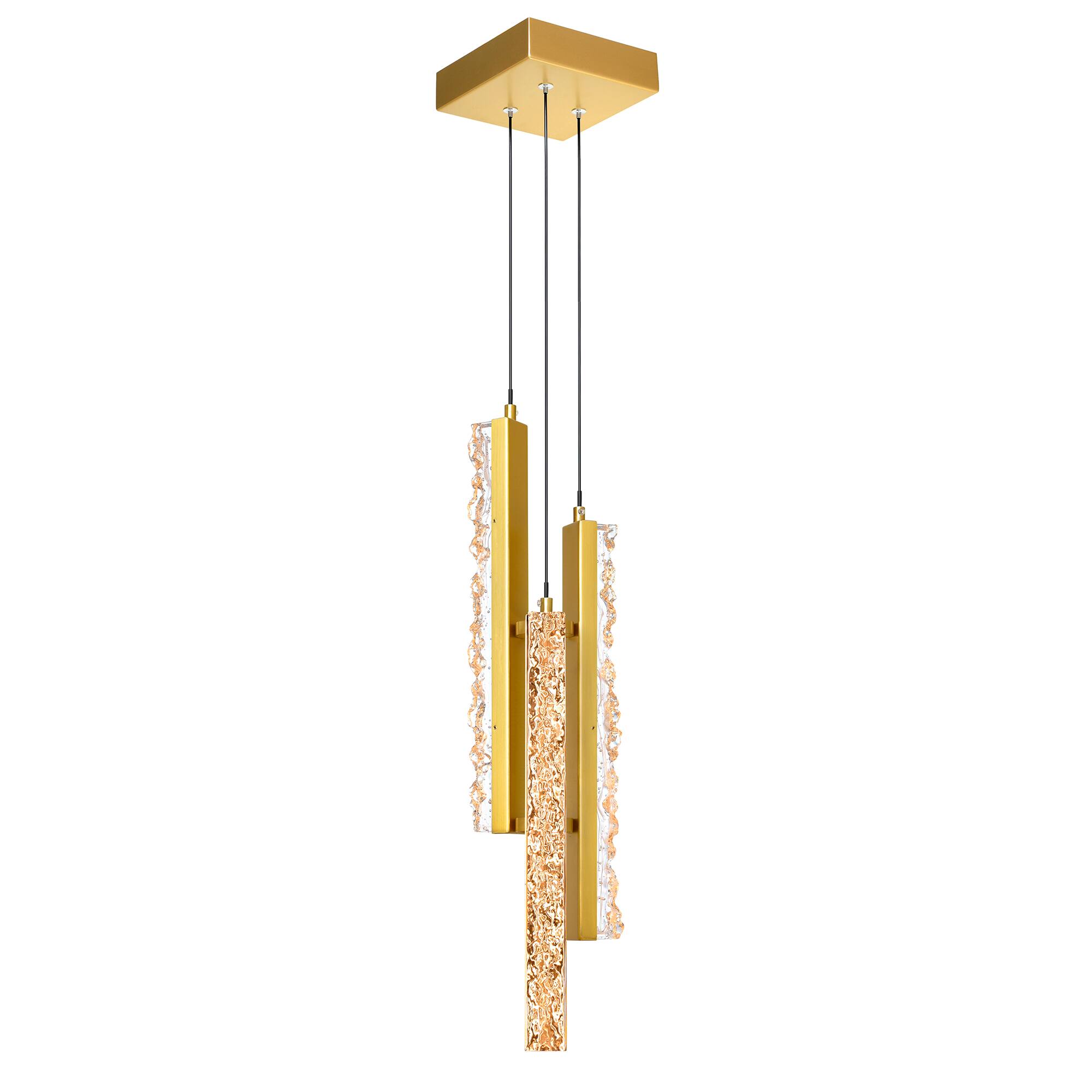 Front. CWI Lighting - Stagger Integrated LED Brass Mini Pendant - Brass.
