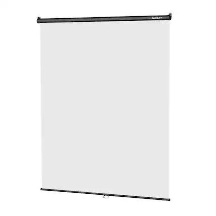 Front. RAUBAY - 5′ x 7.2′ Pull Down White Screen Backdrop Retractable Collapsible Wall-Mount Background - White.