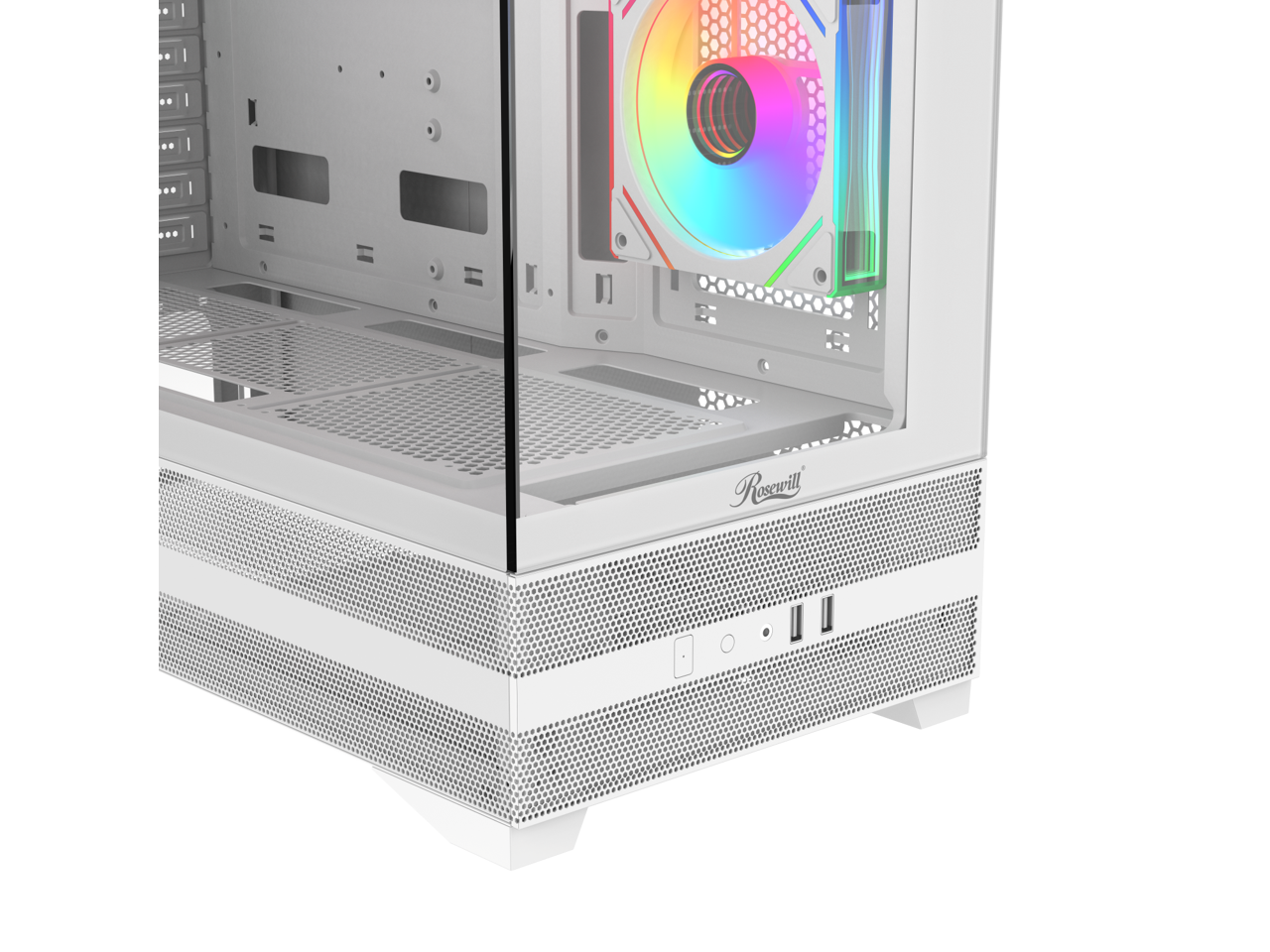 Alt View 8. Rosewill - Rosewill ACA501 Gaming PC Case - White ATX Mid Tower with 3 RGB Fans & Tempered Glass - White.