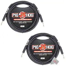 Pig Hog - Tour Grade 6 ft Instrument Cable 1/4 Inch to 1/4 Inch Straight Connectors - PH6R - 2 Units
