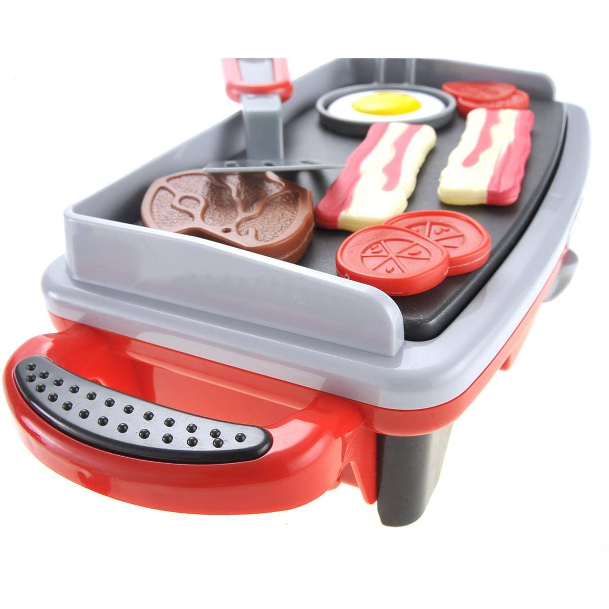 Alt View 2. JuzToys - Play Food Sets for Kids Kitchen, Kids Pretend Grill Playset, BBQ Griddle Set, Kitchen Cooking Toys, Utensils, Red/Gray - Multi.
