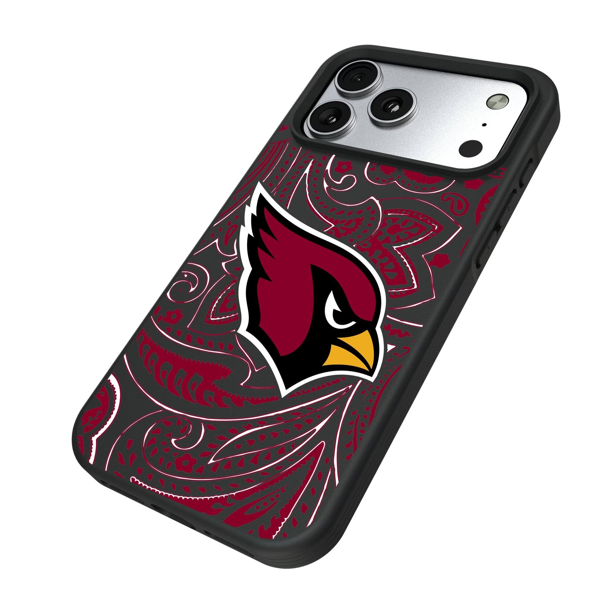 Alt View 1. Keyscaper - Arizona Cardinals iPhone Paisley Design Bump Case - 15 Plus - Multicolor.