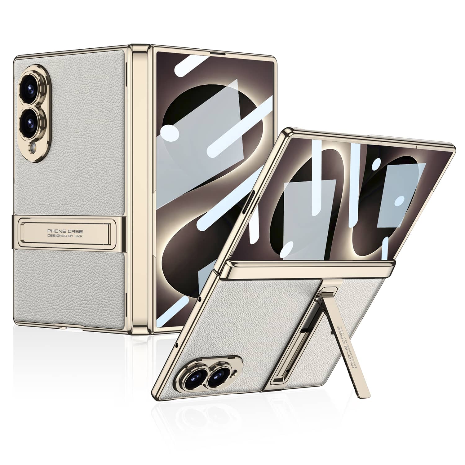 Dteck - Shockproof Leather Texture Case for Samsung Galaxy Z Fold8 with Stand, Electroplated Hinge Cover Built in Screen Glass - Titaniumgray price history on PriceWatchPro